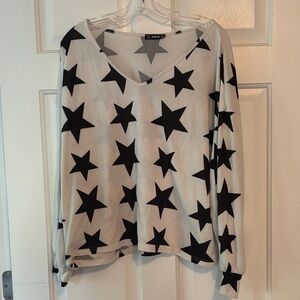 SHEIN White and Black Star Long Sleeve Top